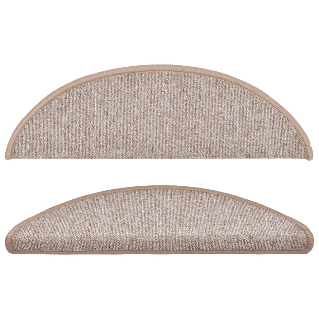 Tappetini per scale 15 pz 56x17x3 cm Marrone chiaro Semicircolari