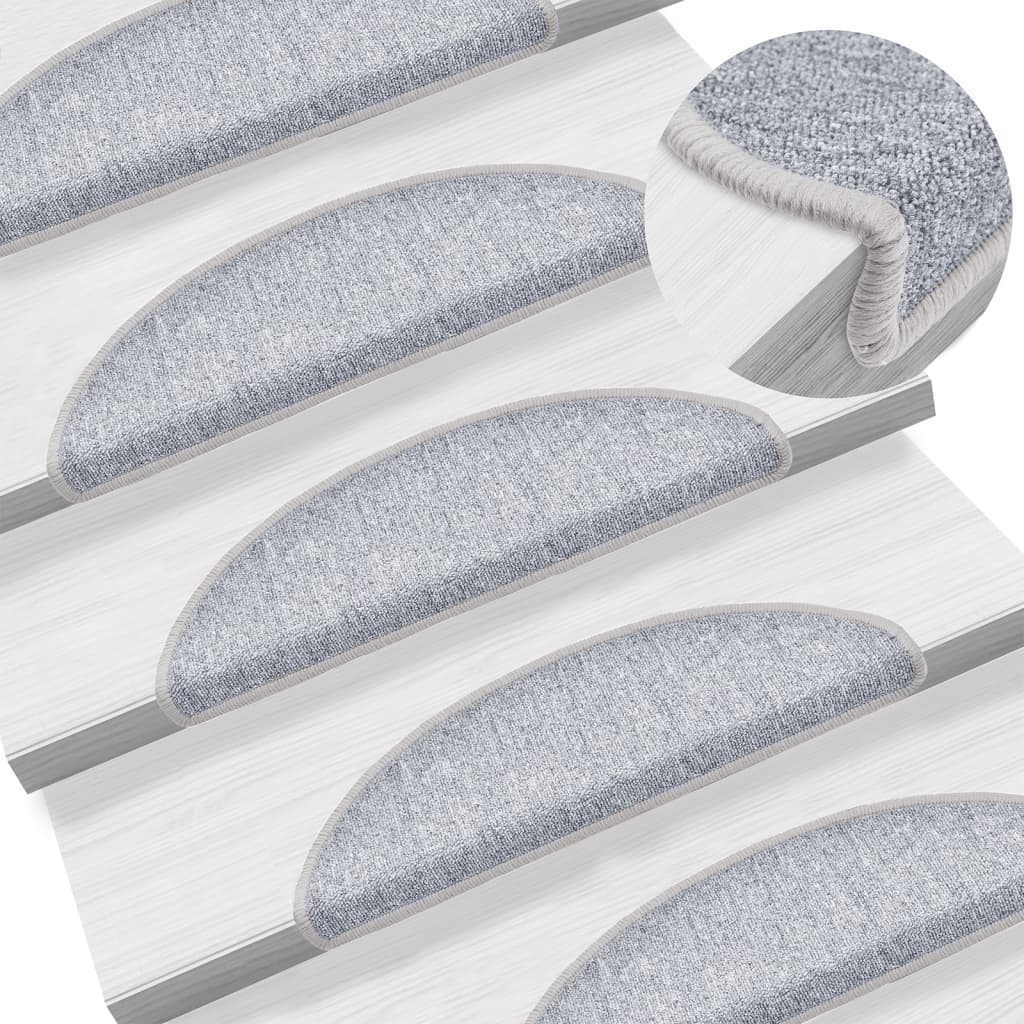 Tappetini per scale 15 pz 56 x 17 x 3 cm Non-Slip Grigio Chiaro