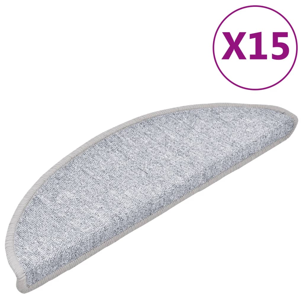 Tappetini per scale 15 pz 56 x 17 x 3 cm Non-Slip Grigio Chiaro