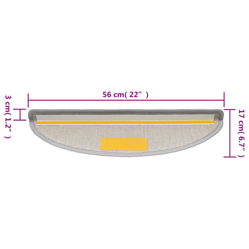 Tappetini per scale 15 pz 56 x 17 x 3 cm Non-Slip Grigio Chiaro