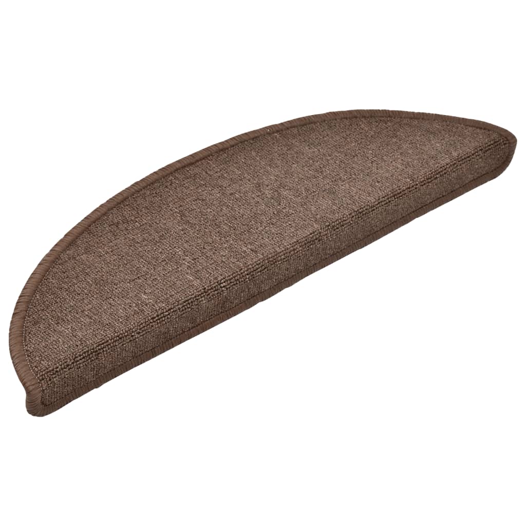 Tappetini per scale 15 pz 56x17x3 cm Marrone caffè Semicircolari