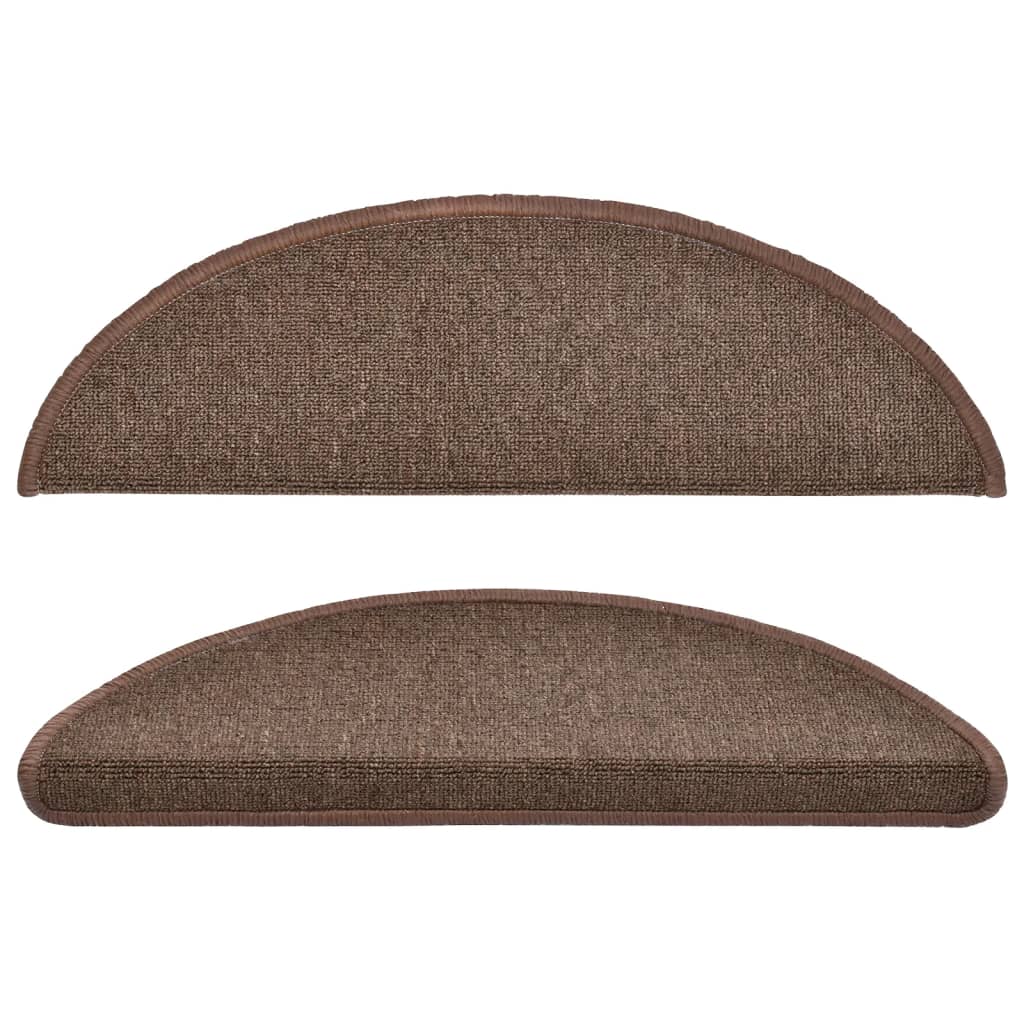 Tappetini per scale 15 pz 56x17x3 cm Marrone caffè Semicircolari