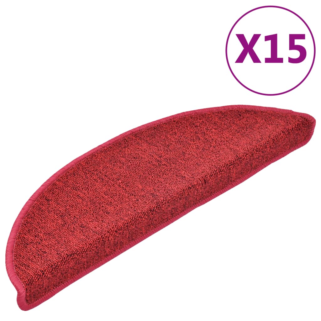 Tappetini per scale 15 pz 56 x 17 x 3 cm Non-Slip Rosso