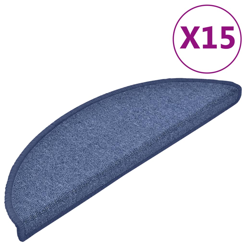 Tappetini per scale 15 pz 56 x 17 x 3 cm Non-Slip Blu