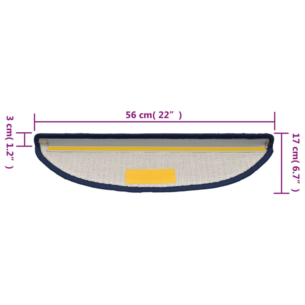 Tappetini per scale 15 pz 56 x 17 x 3 cm Non-Slip Blu