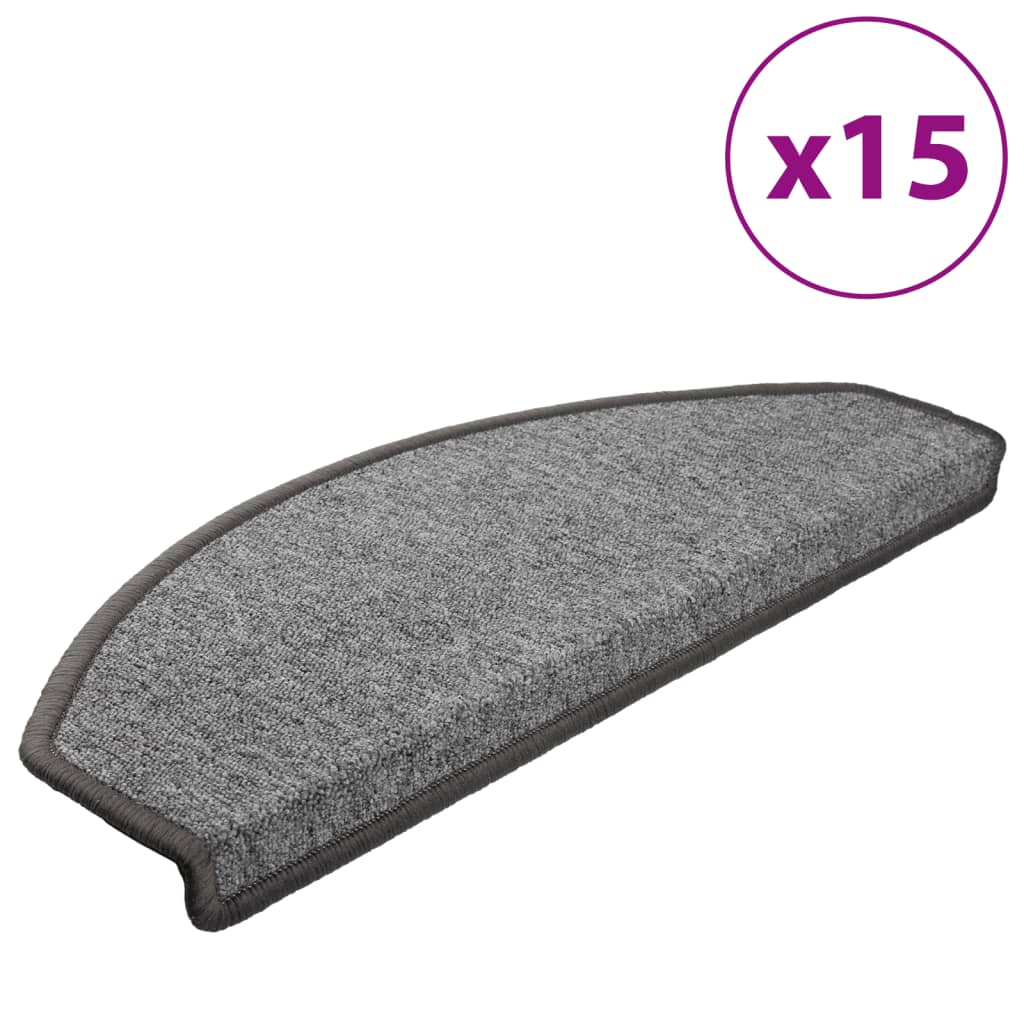 Tappetini per scale 15 pz 65x24x4 cm Grigio scuro Semicircolari Grandi