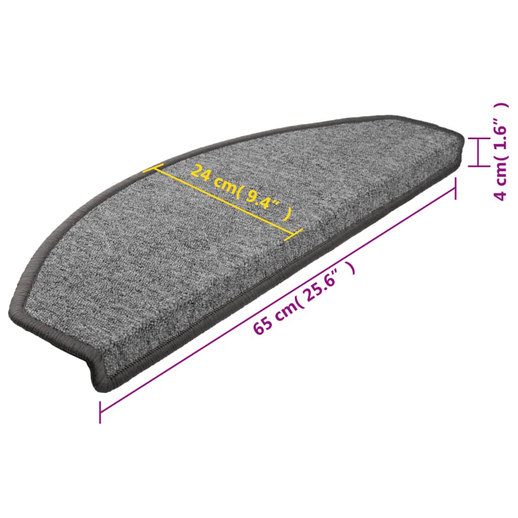 Tappetini per scale 15 pz 65x24x4 cm Grigio scuro Semicircolari Grandi
