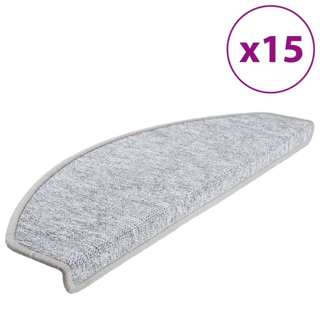 Tappetini per scale 15 pz 65x24x4 cm Grigio chiaro Semicircolari Grandi
