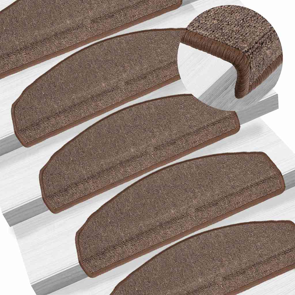 Tappetini per scale 15 pz 65x24x4 cm Marrone caffè Semicircolari Grandi