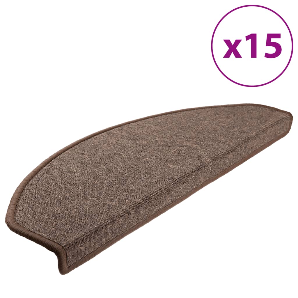 Tappetini per scale 15 pz 65x24x4 cm Marrone caffè Semicircolari Grandi