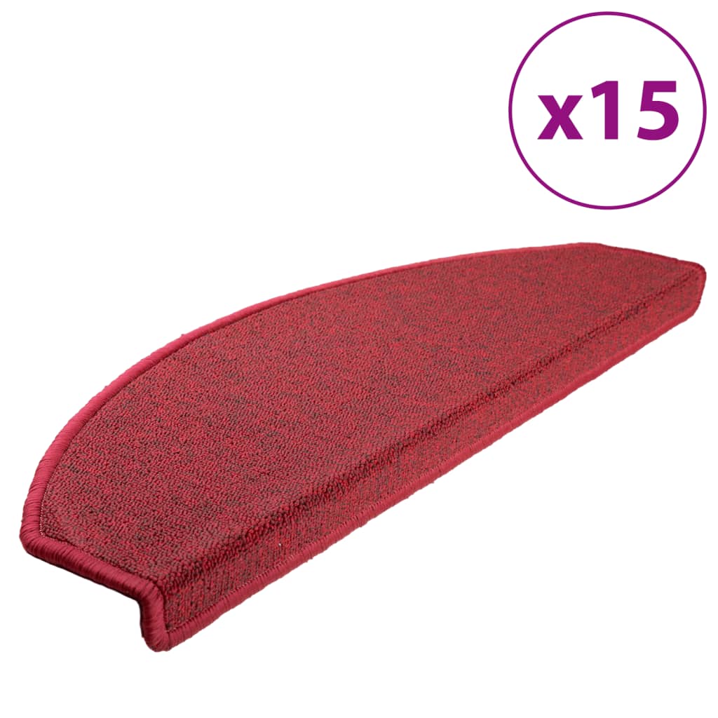 Tappetini per scale 15 pz 65x24x4 cm Rossi Semicircolari Grandi