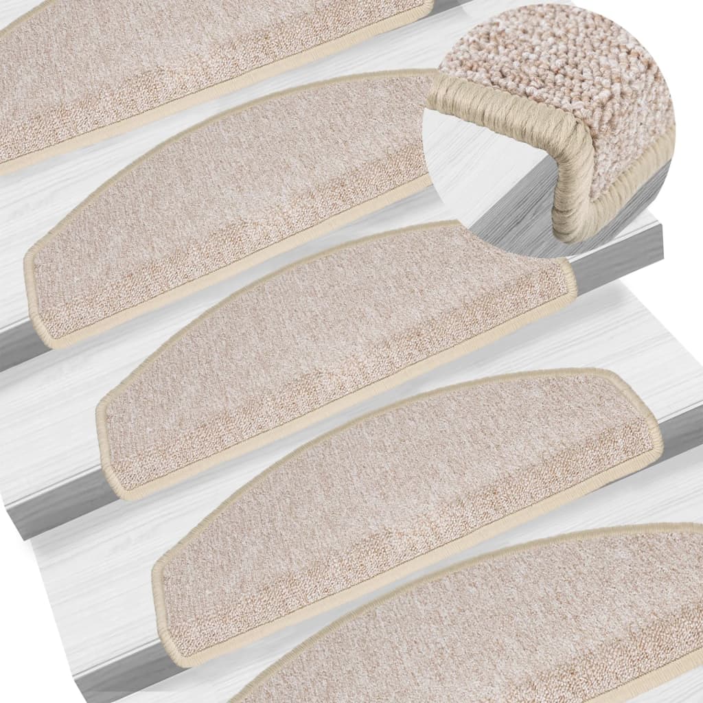 Tappetini per scale 15 pz 65x24x4 cm tortora semicircolari grandi