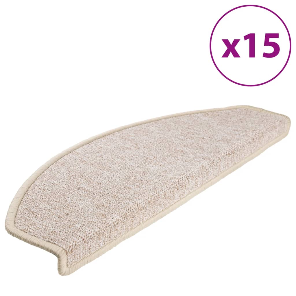 Tappetini per scale 15 pz 65x24x4 cm tortora semicircolari grandi