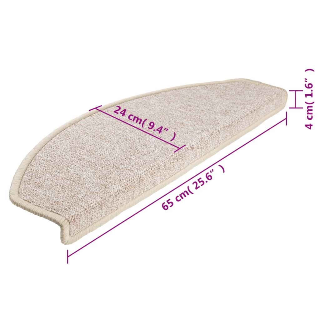Tappetini per scale 15 pz 65x24x4 cm tortora semicircolari grandi