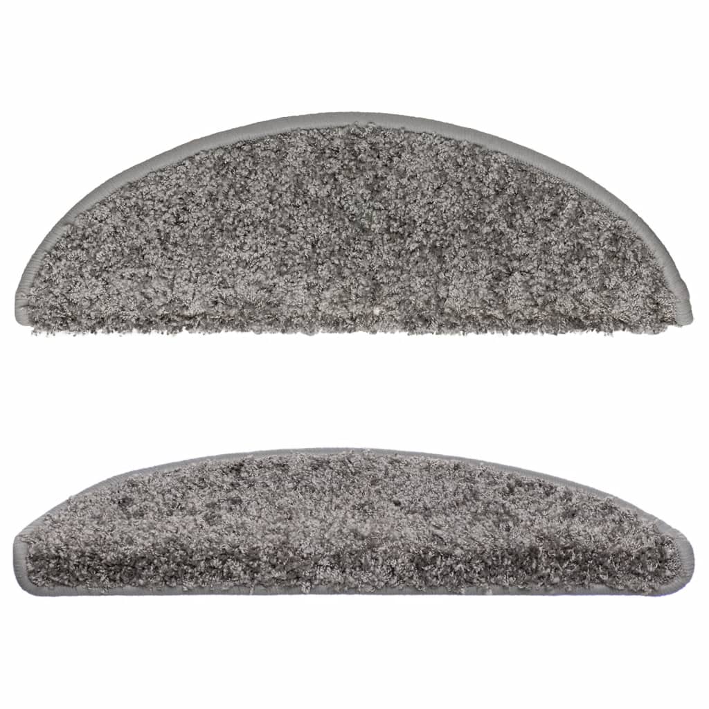 Tappetini per scale 15 pz 56x17x3 cm Grigio Semicircolari