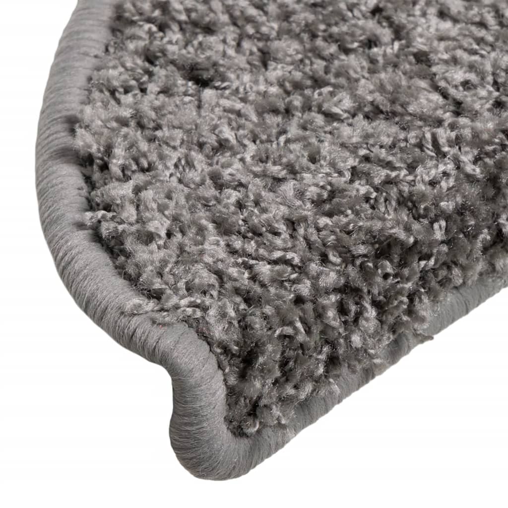 Tappetini per scale 15 pz 56x17x3 cm Grigio Semicircolari