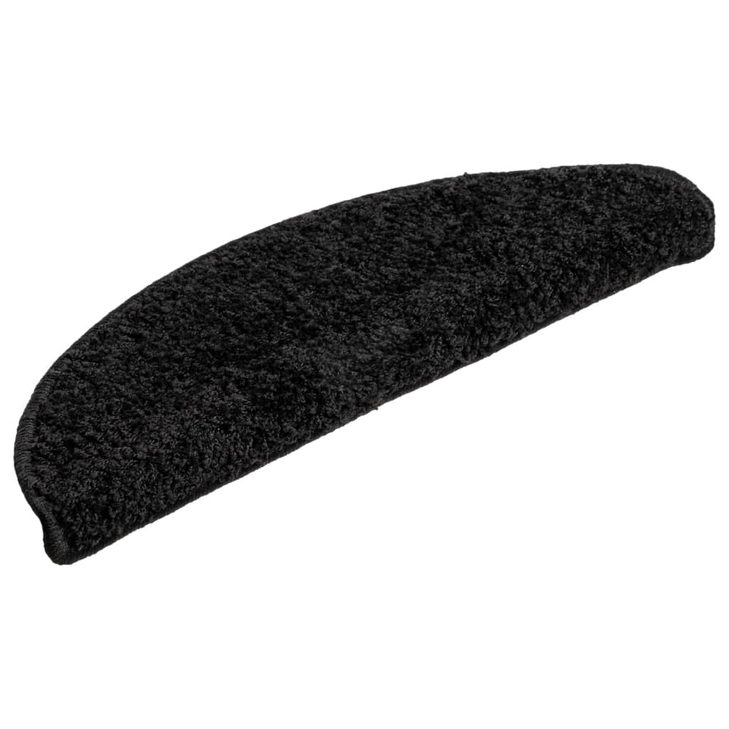 Tappetini per scale 15 pz 56x17x3 cm Nero Semicircolari
