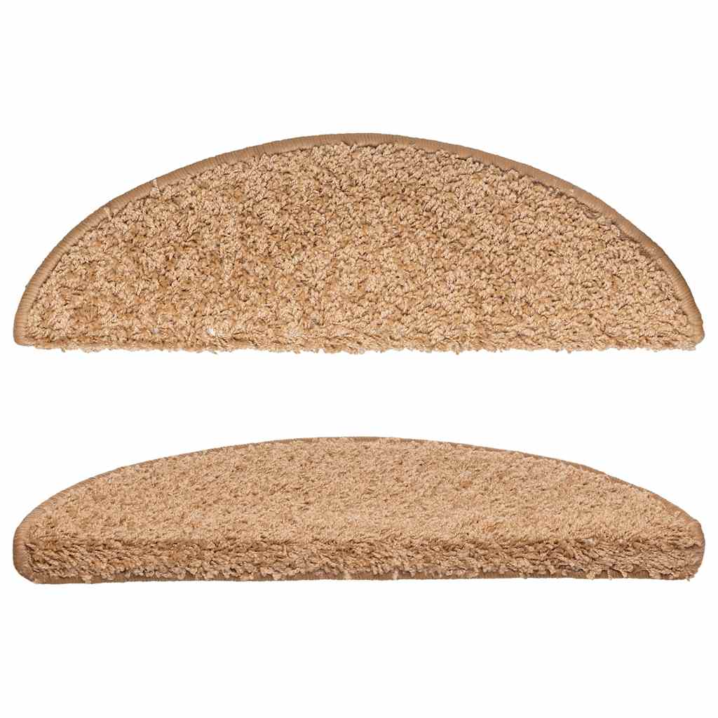Tappetini per scale 15 pz 56x17x3 cm Beige Semicircolari