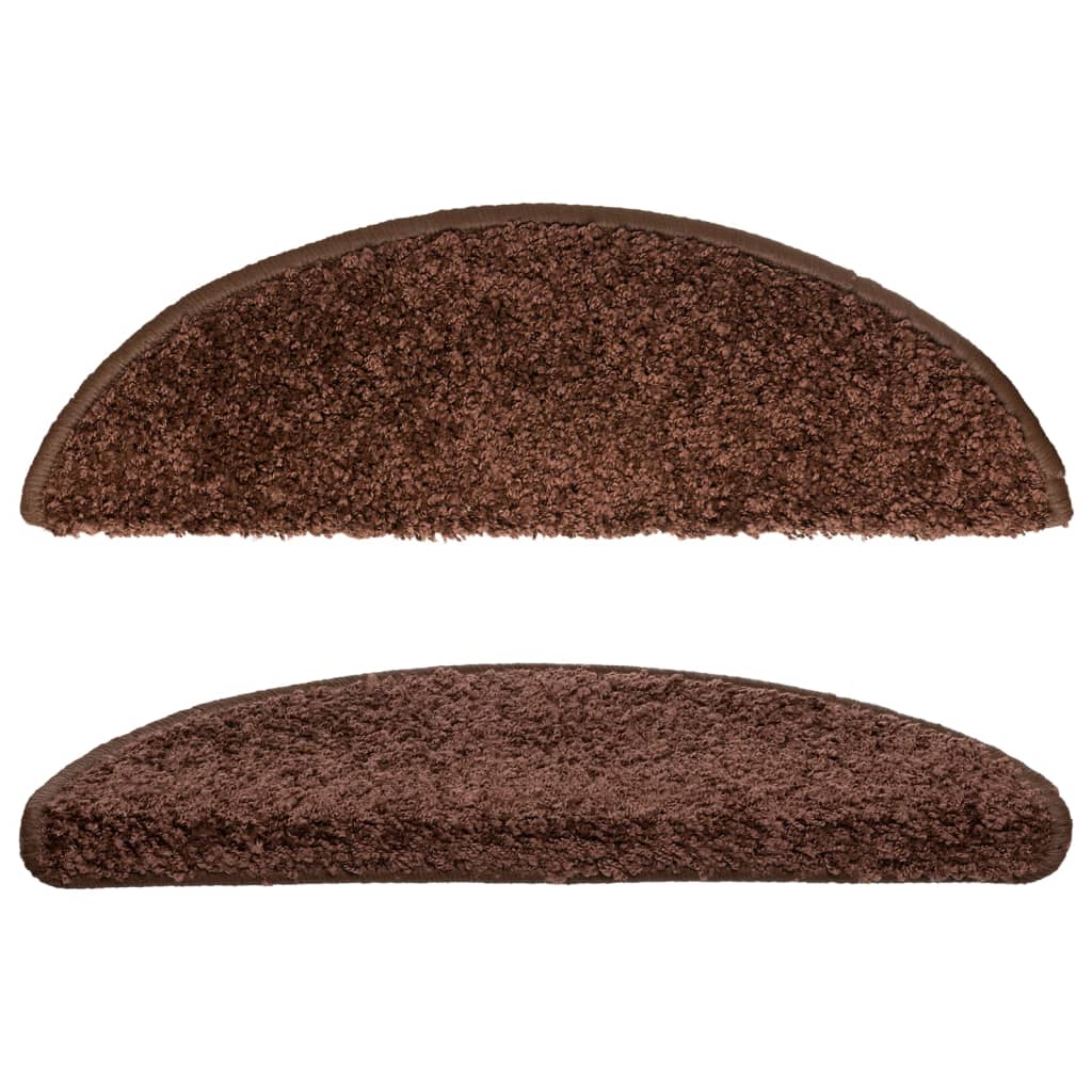 Tappetini per scale 15 pz 56x17x3 cm Marrone Semicircolari