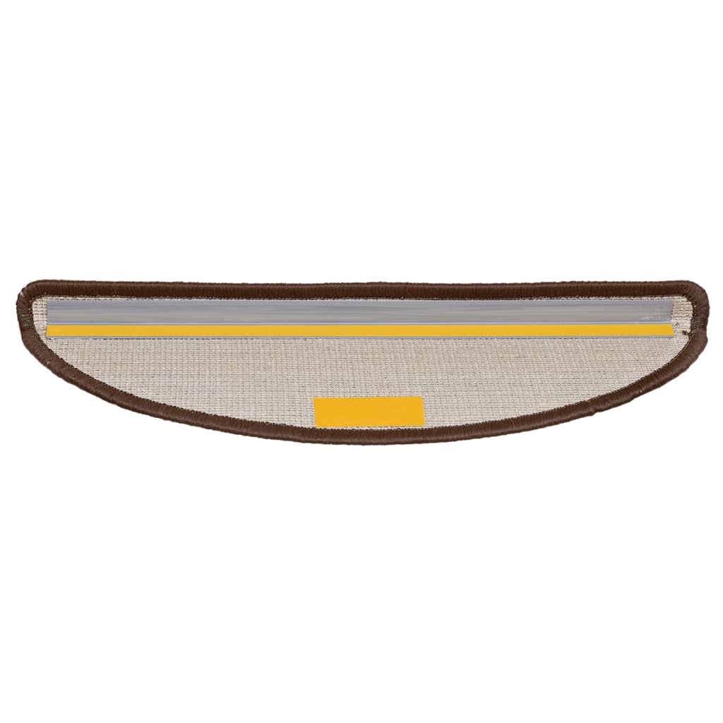 Tappetini per scale 15 pz 56x17x3 cm Marrone Semicircolari