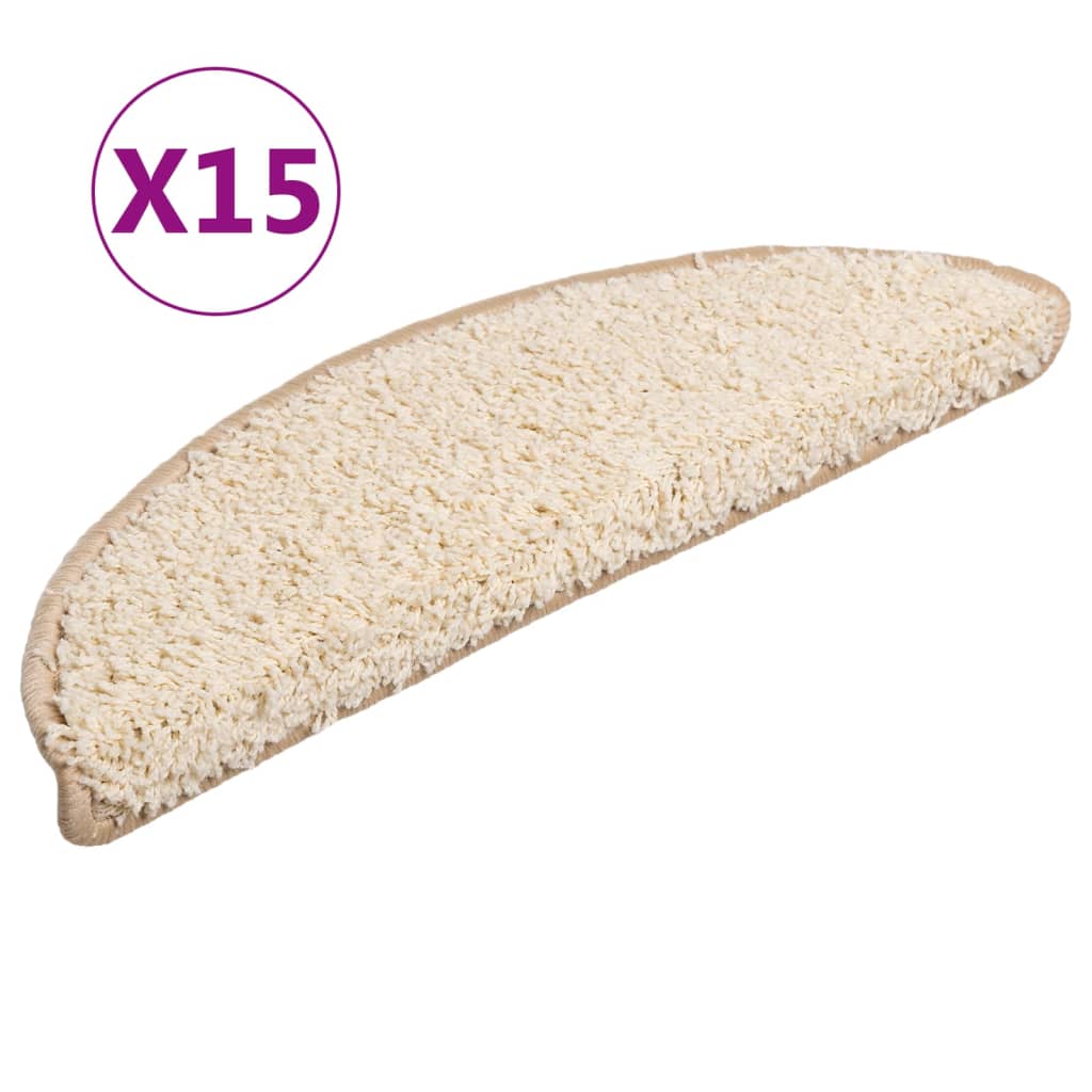 Tappetini per scale 15 pz 56x17x3 cm Crema Semicircolari