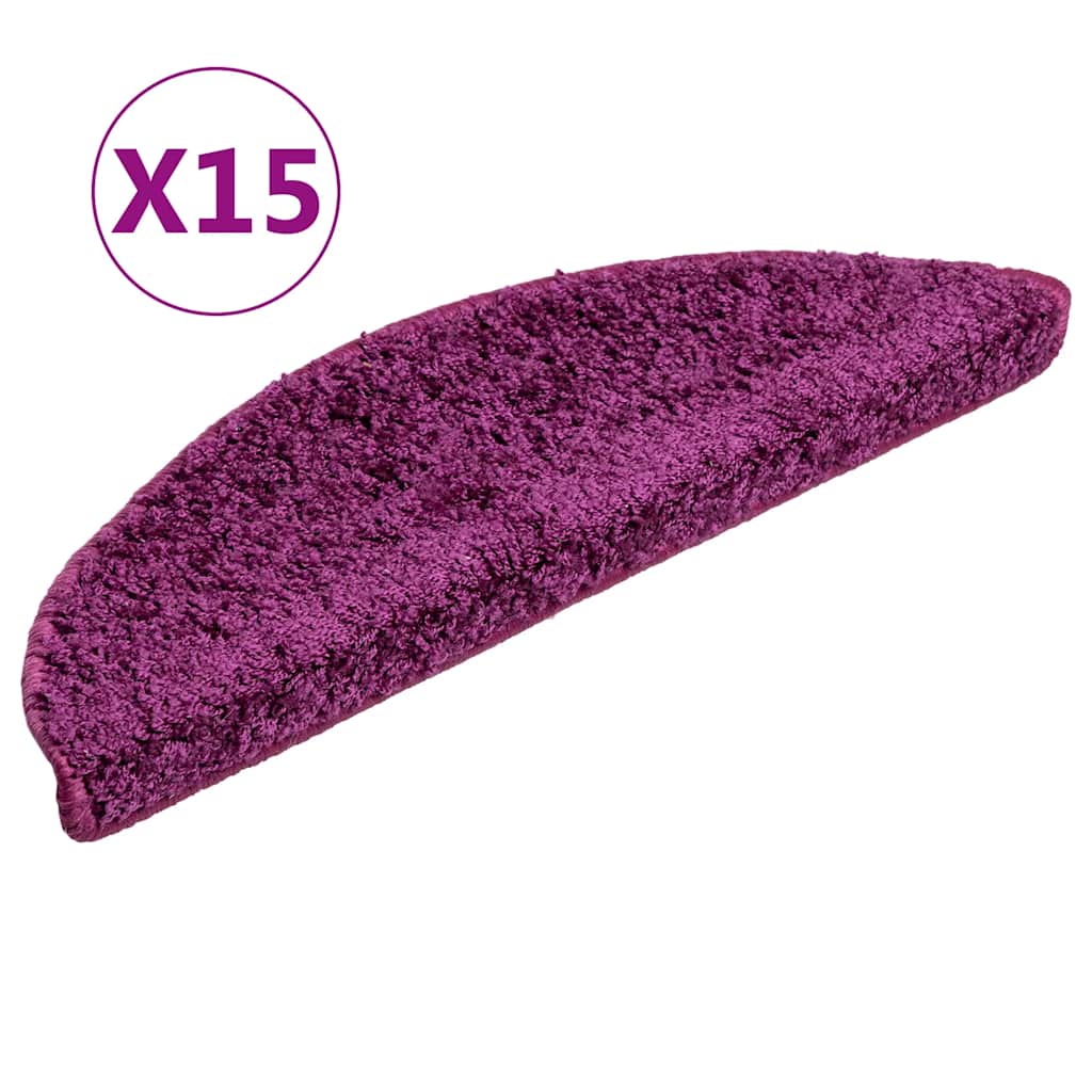 Tappetini per scale 15 pz 56x17x3 cm Viola Semicircolari