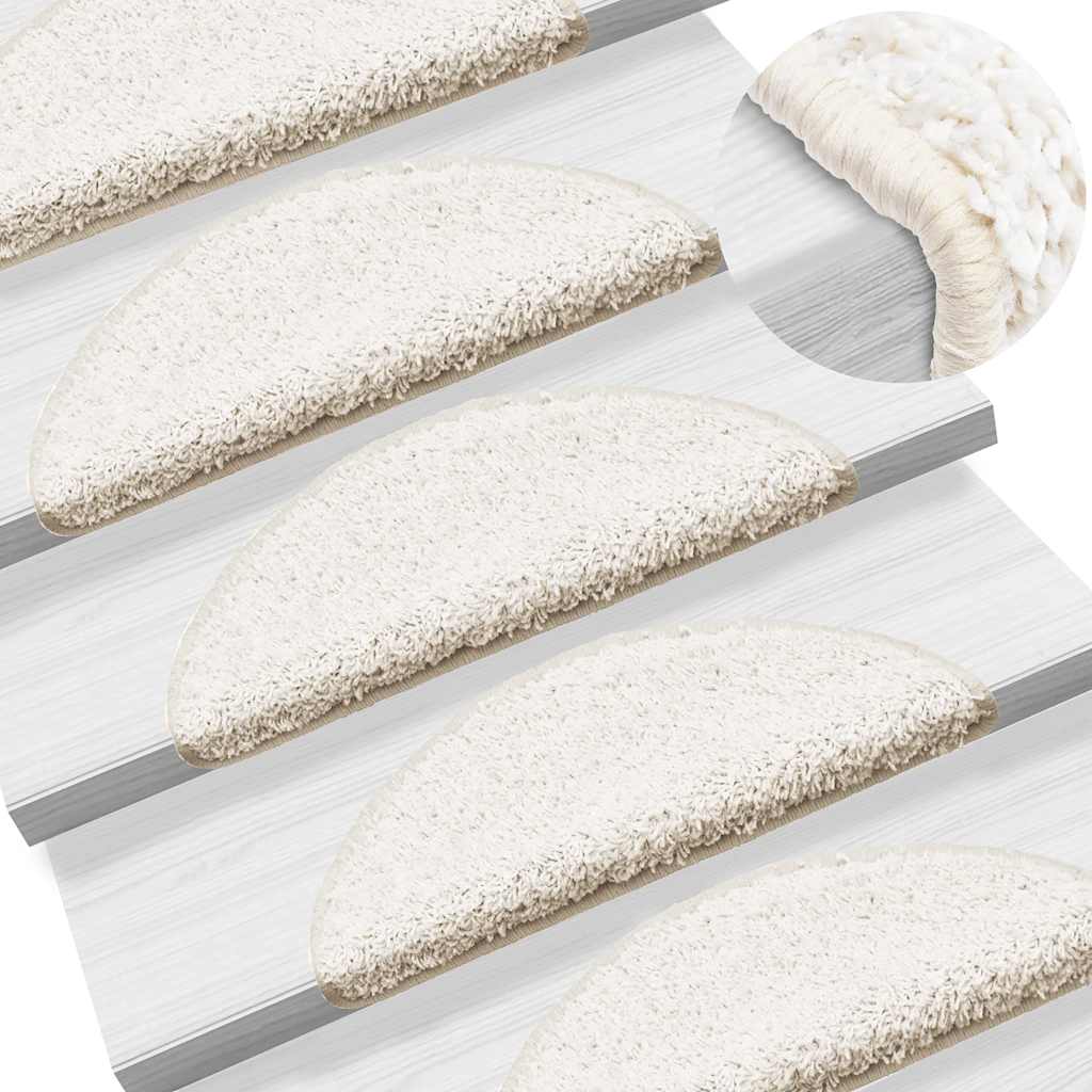 Tappetini per scale 15 pz 56x17x3 cm Bianco Semicircolari