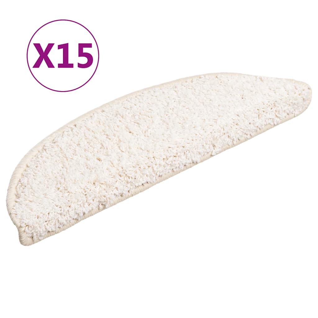 Tappetini per scale 15 pz 56x17x3 cm Bianco Semicircolari