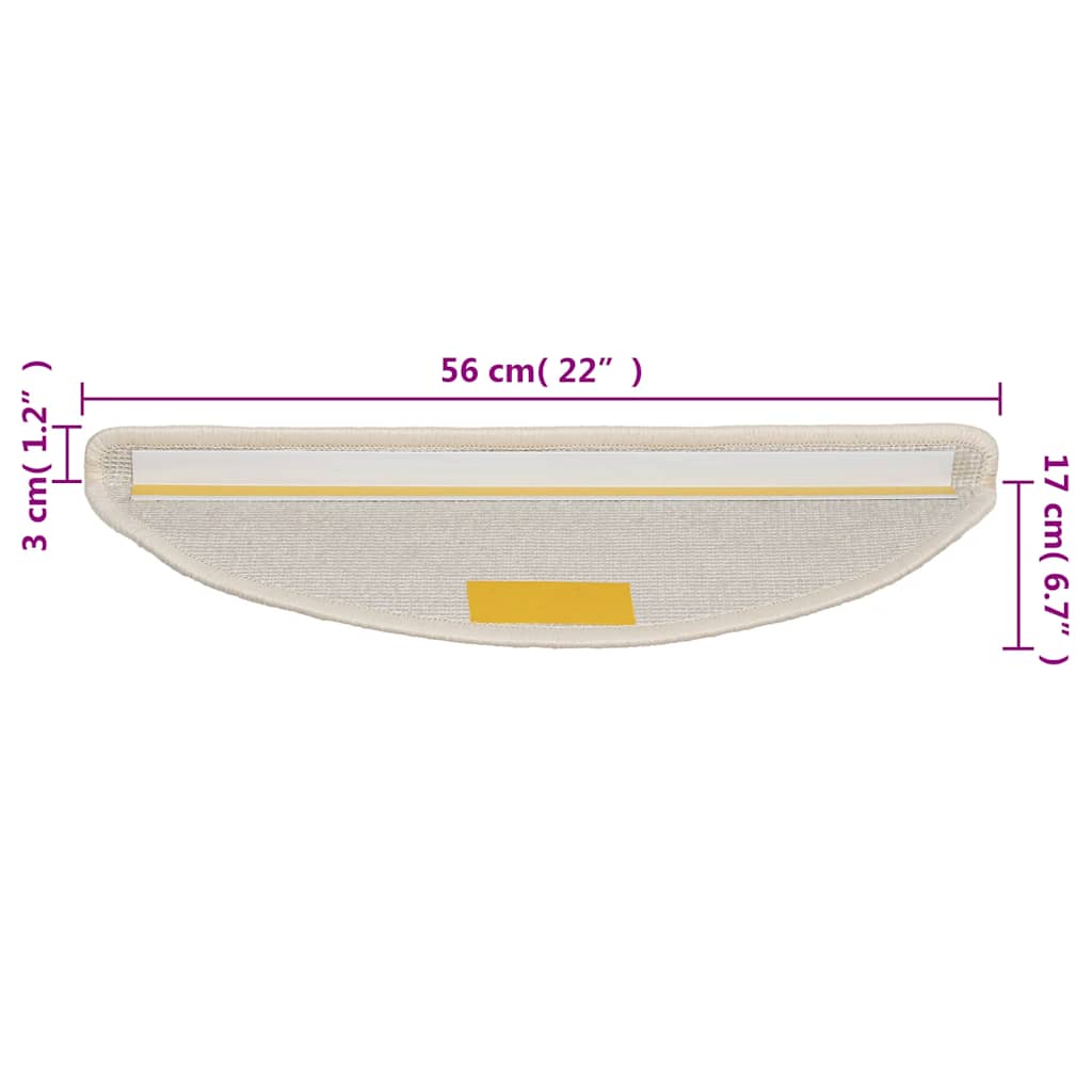 Tappetini per scale 15 pz 56x17x3 cm Bianco Semicircolari