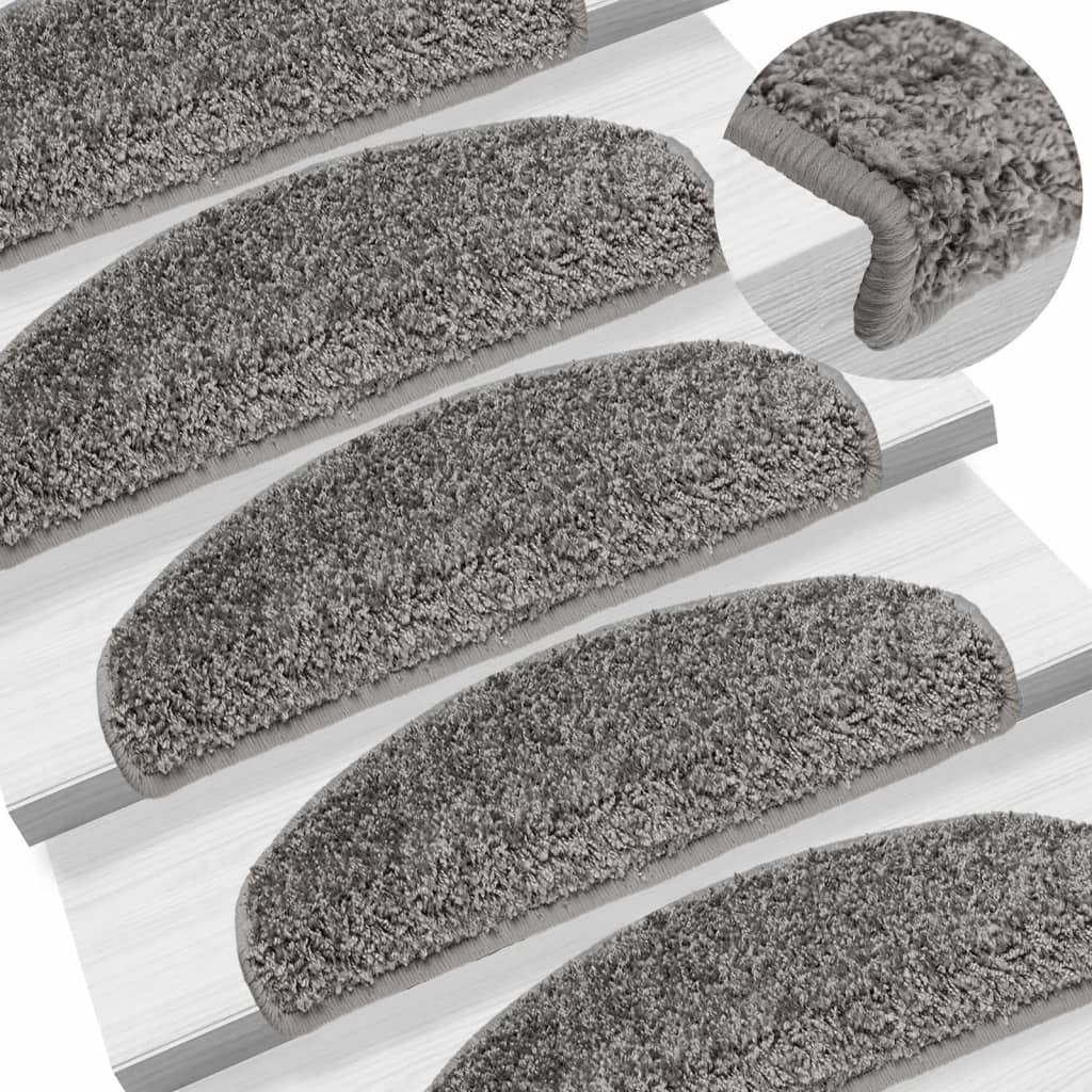 Tappetini per scale 15 pz 65x21x4 cm Grigio Semicircolari Grandi