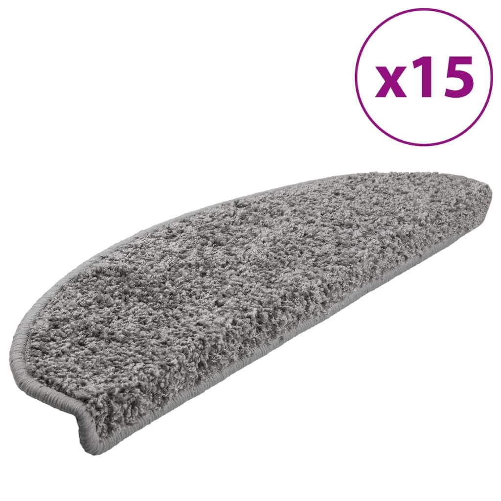 Tappetini per scale 15 pz 65x21x4 cm Grigio Semicircolari Grandi