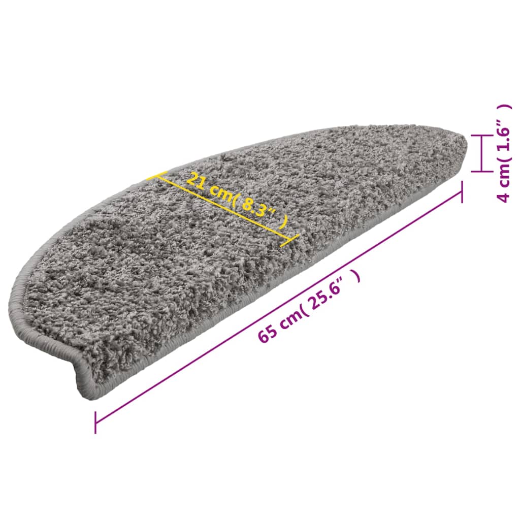 Tappetini per scale 15 pz 65x21x4 cm Grigio Semicircolari Grandi