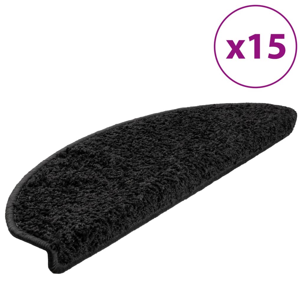 Tappetini per scale 15 pz 65x21x4 cm Nero Semicircolari Grandi