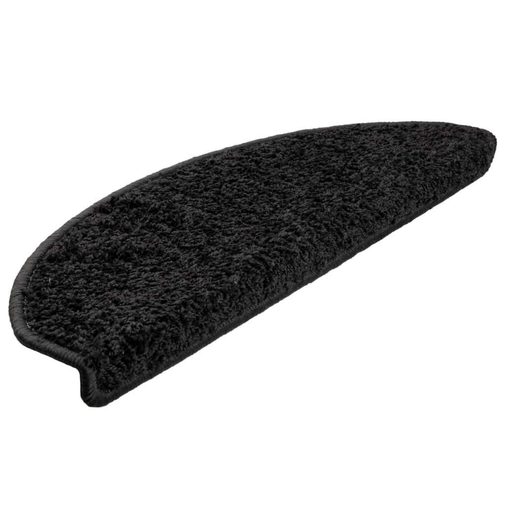 Tappetini per scale 15 pz 65x21x4 cm Nero Semicircolari Grandi