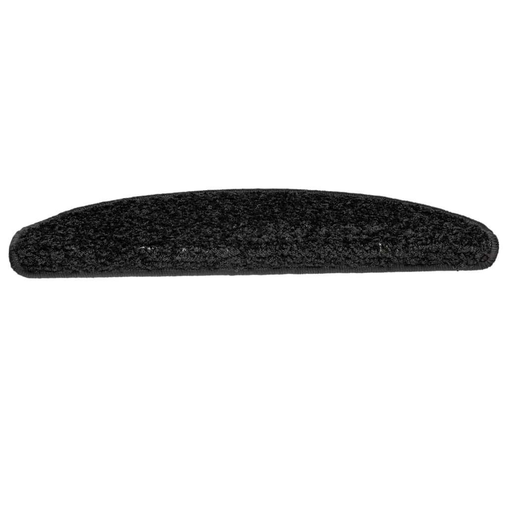Tappetini per scale 15 pz 65x21x4 cm Nero Semicircolari Grandi