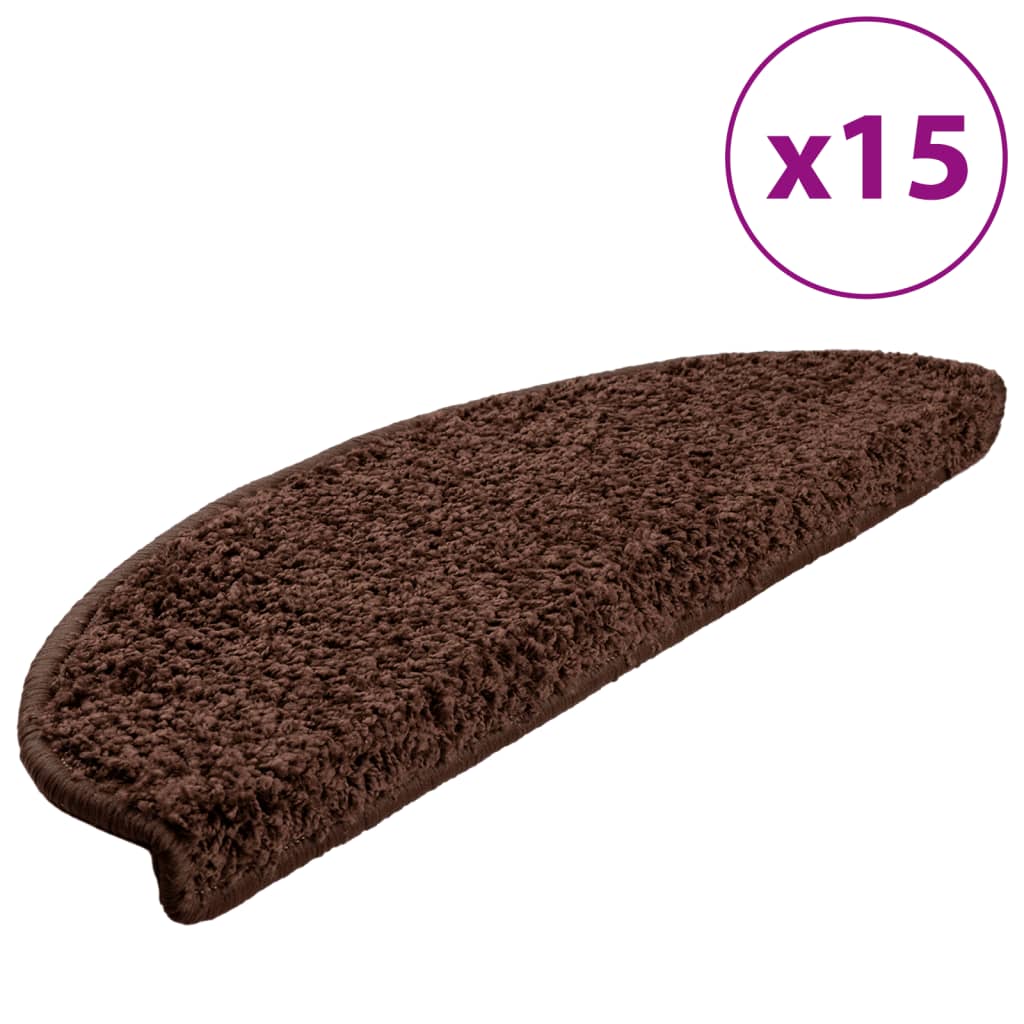 Tappetini per scale 15 pz 65x21x4 cm Marrone Semicircolari Grandi