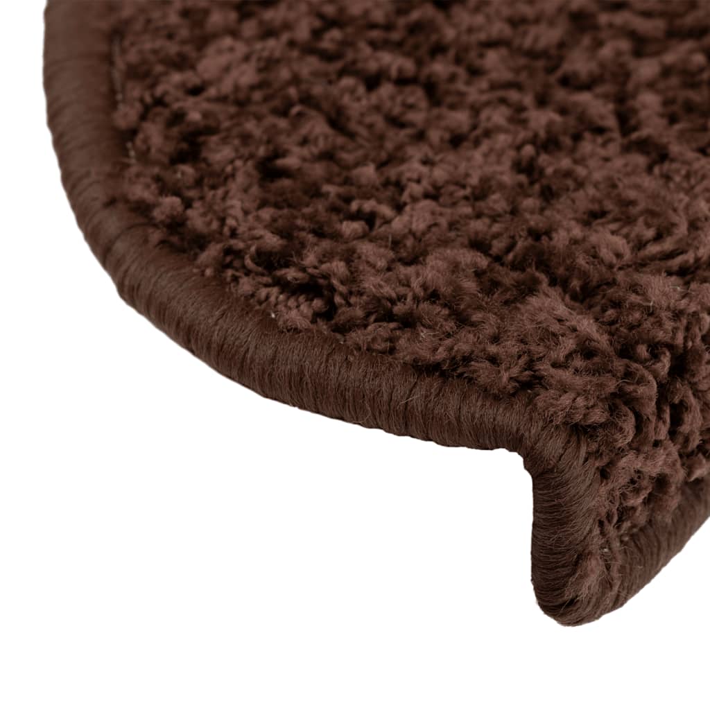 Tappetini per scale 15 pz 65x21x4 cm Marrone Semicircolari Grandi