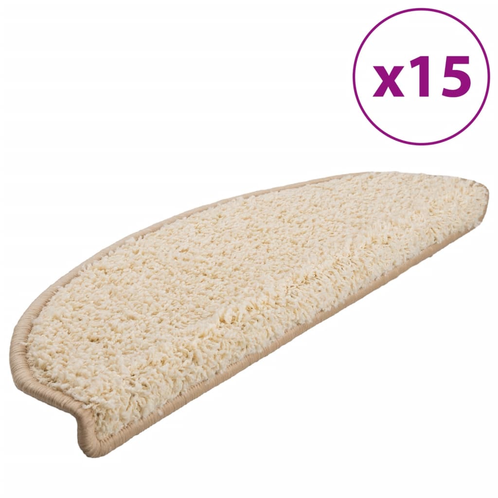 Tappetini per scale 15 pz 65x21x4 cm Crema Semicircolari Grandi