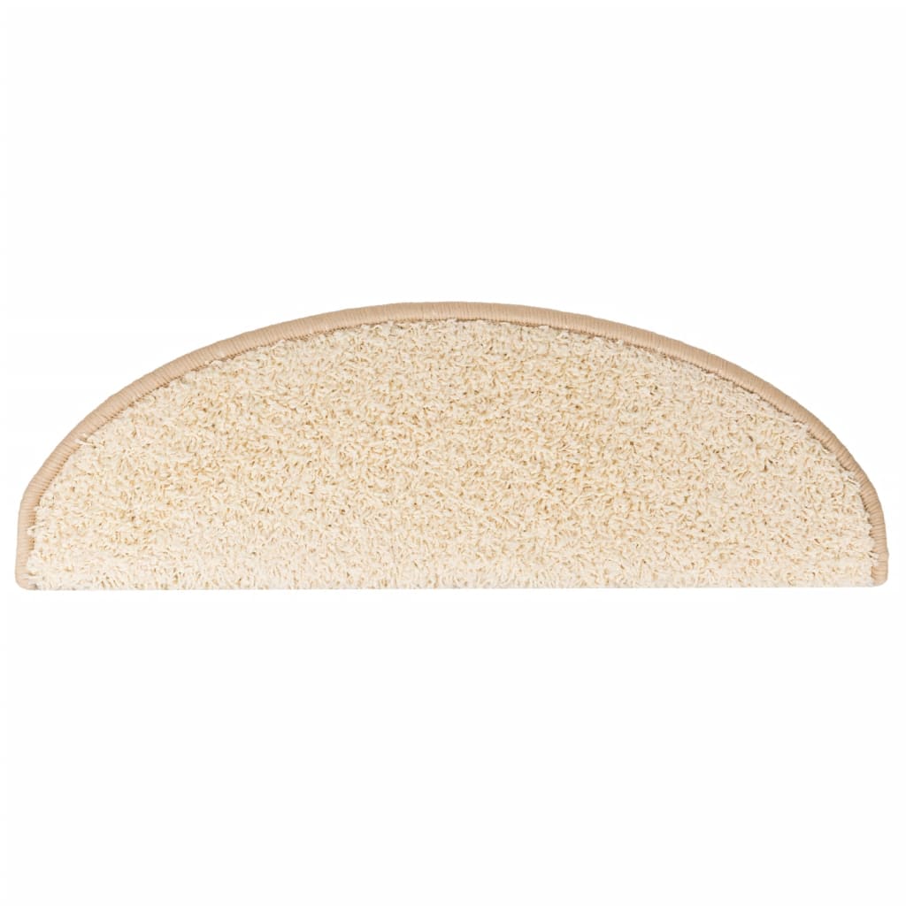 Tappetini per scale 15 pz 65x21x4 cm Crema Semicircolari Grandi
