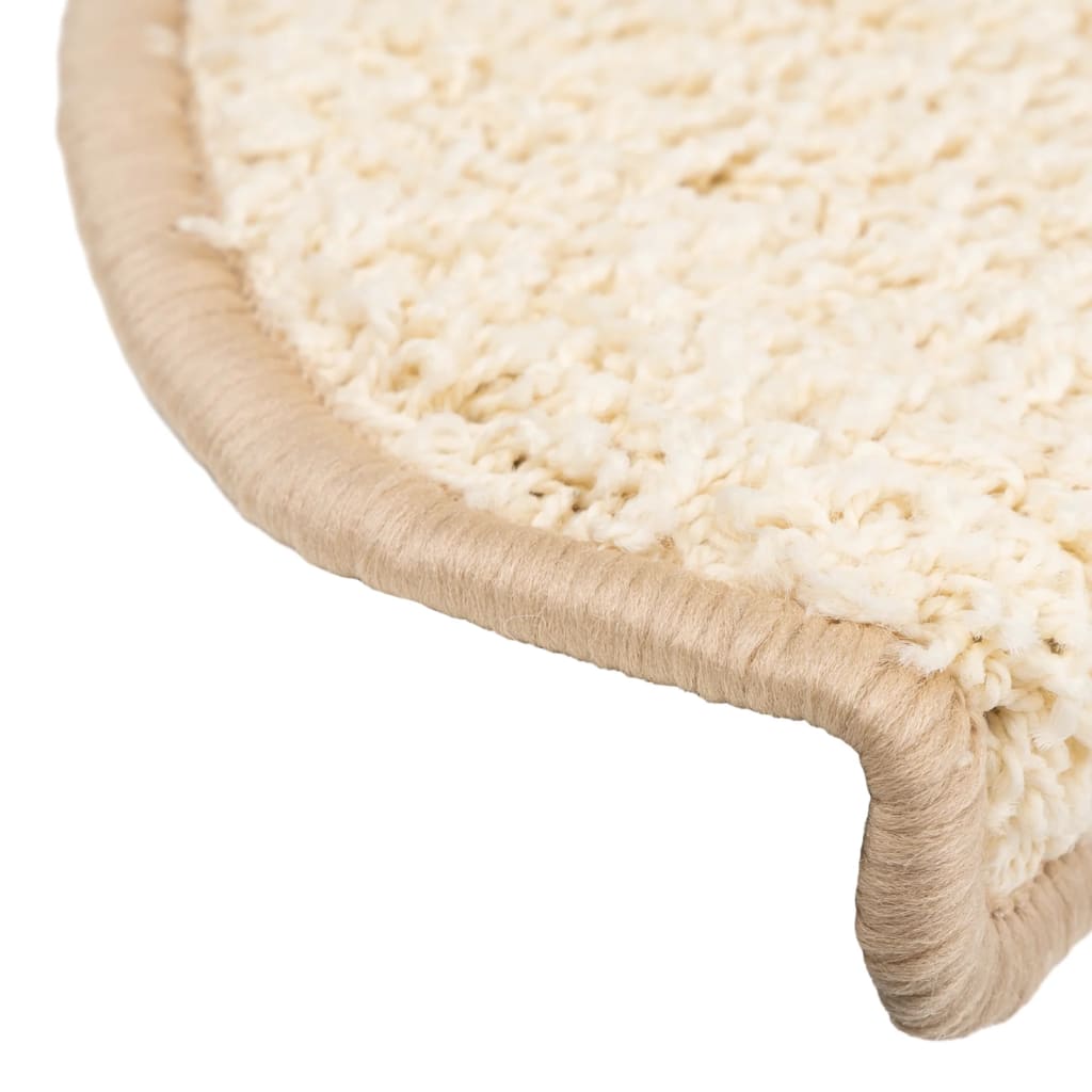 Tappetini per scale 15 pz 65x21x4 cm Crema Semicircolari Grandi