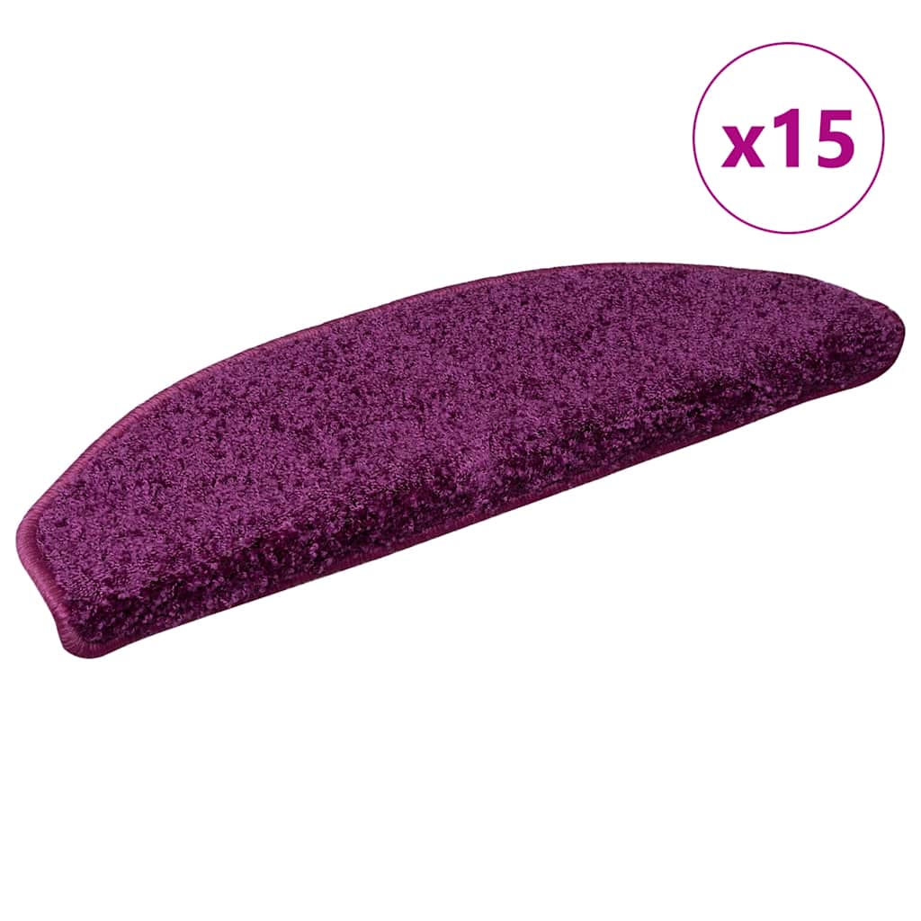 Tappetini per scale 15 pz 65x21x4 cm Viola Semicircolari Grandi
