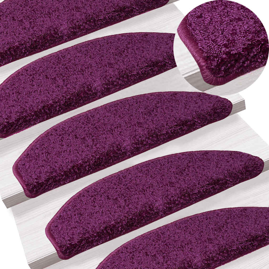 Tappetini per scale 15 pz 65x21x4 cm Viola Semicircolari Grandi