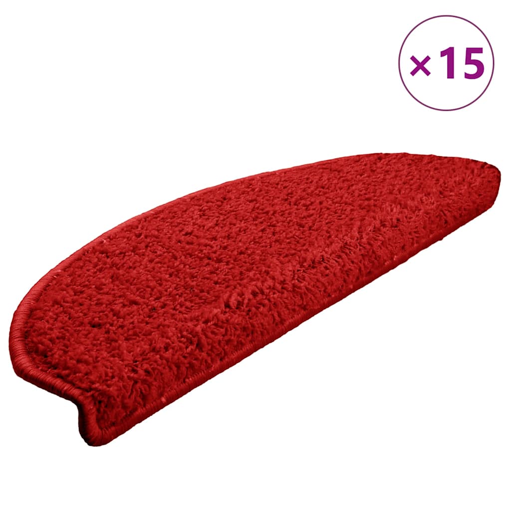 Tappetini per scale 15 pz 65x21x4 cm rossi semicircolari grandi