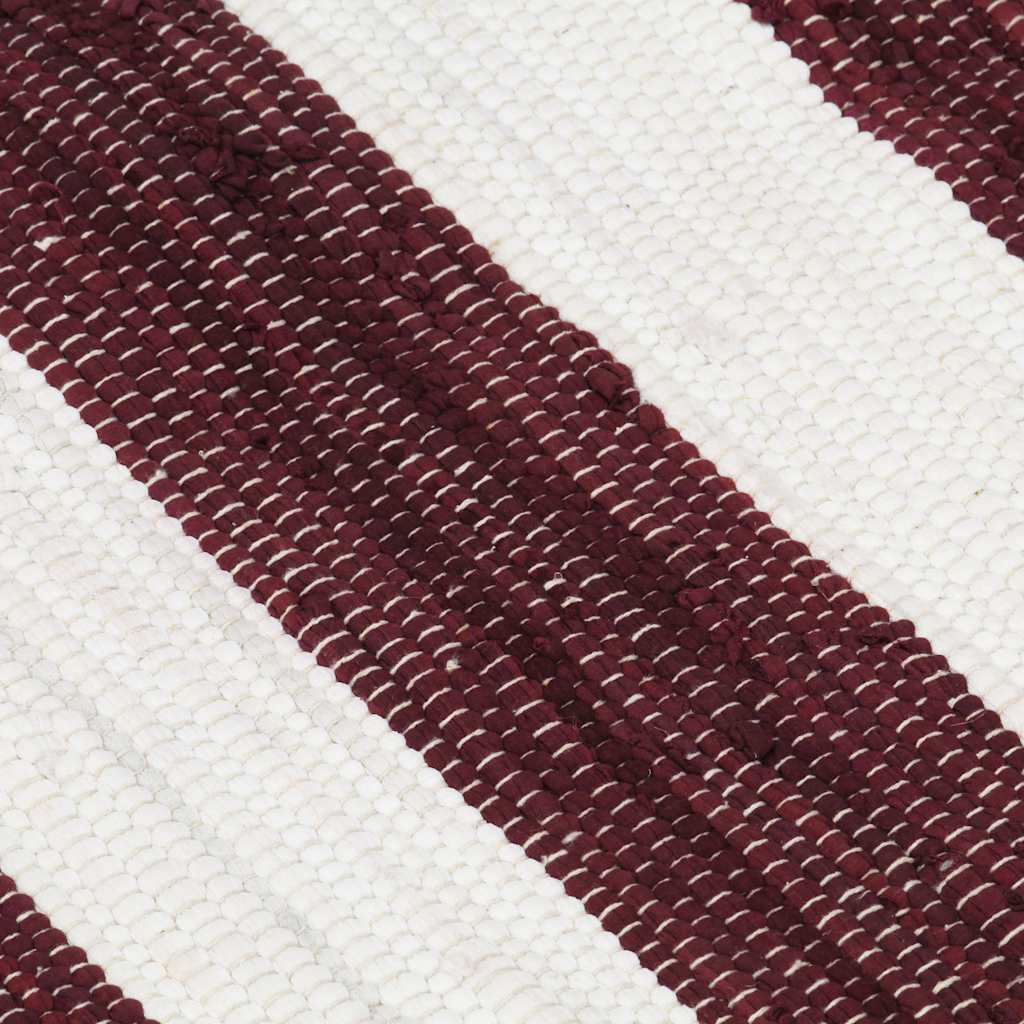 Tappeto Chindi Artigianale Cotone 160x230 cm Borgogna e Bianco