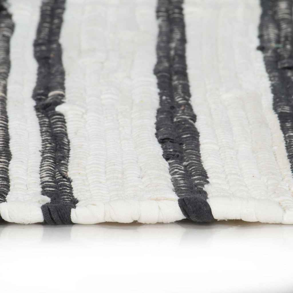 Tappeto Chindi Artigianale Cotone 80x160 cm Antracite e Bianco