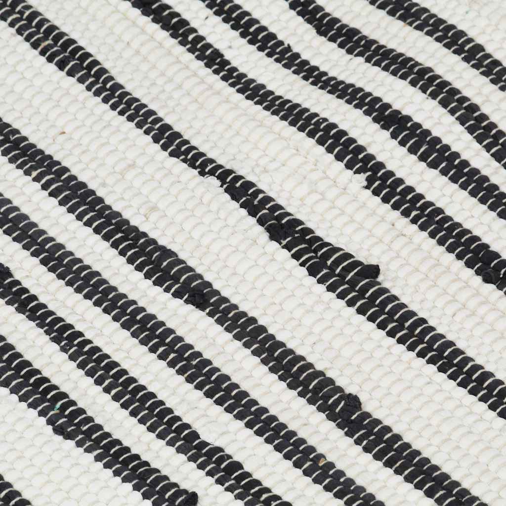 Tappeto Chindi Artigianale Cotone 80x160 cm Antracite e Bianco