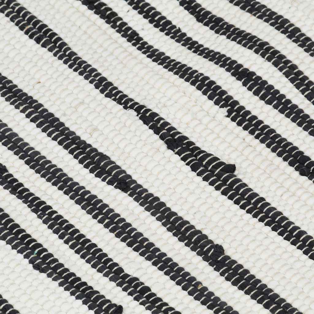 Tappeto Chindi Artigianale Cotone 120x170 cm Antracite e Bianco