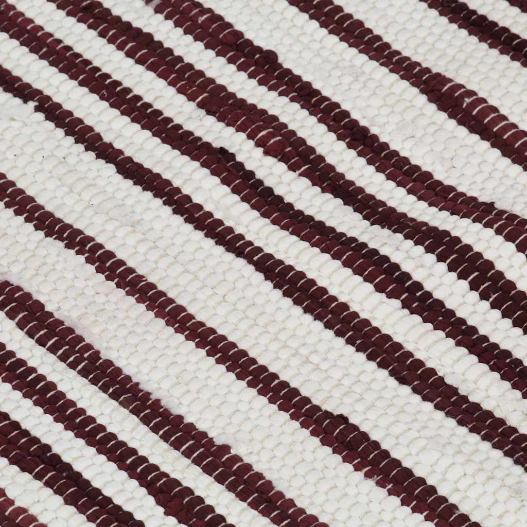 Tappeto Chindi Artigianale Cotone 200x290 cm Borgogna e Bianco