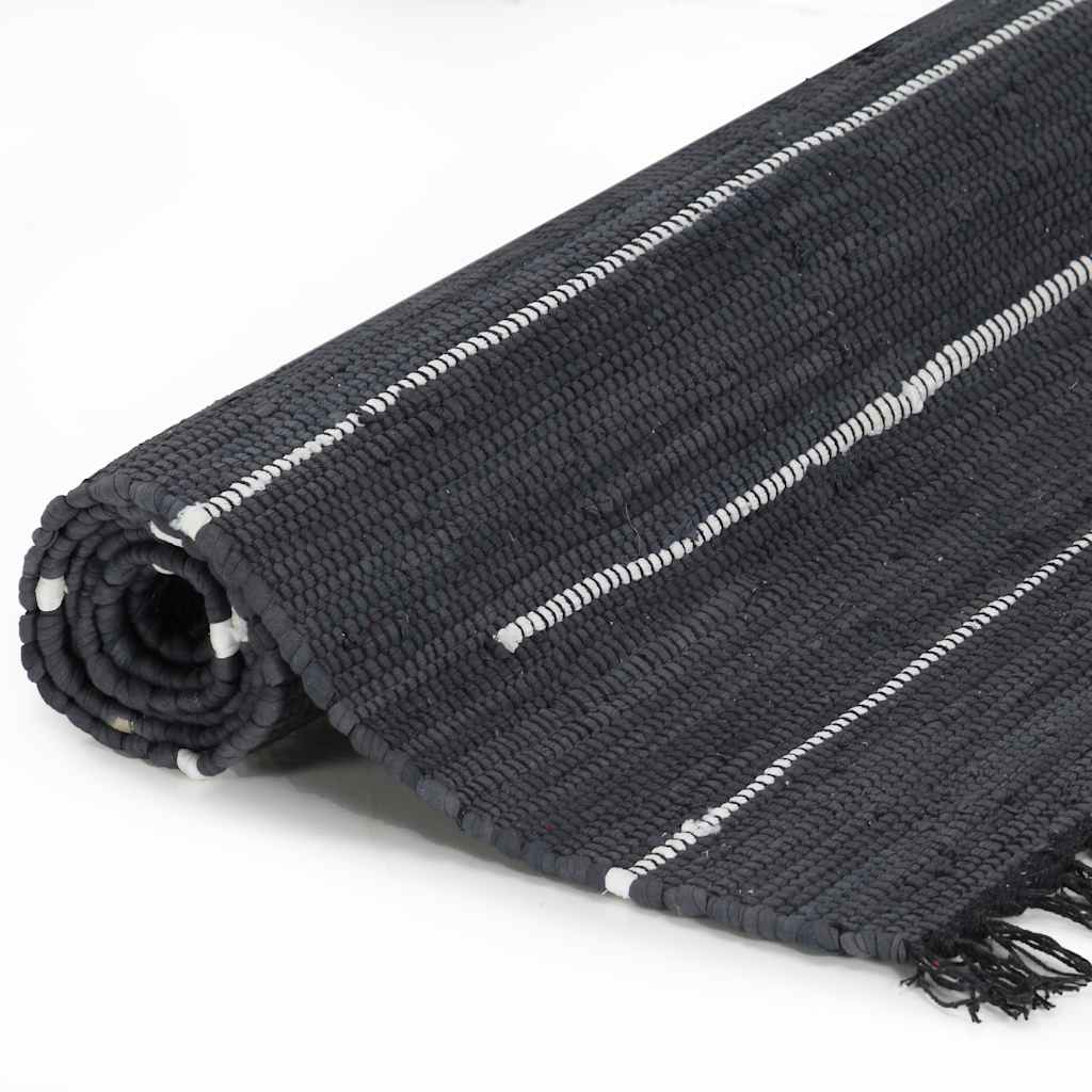 Tappeto Chindi Tessuto a Mano in Cotone 160x230 cm Antracite