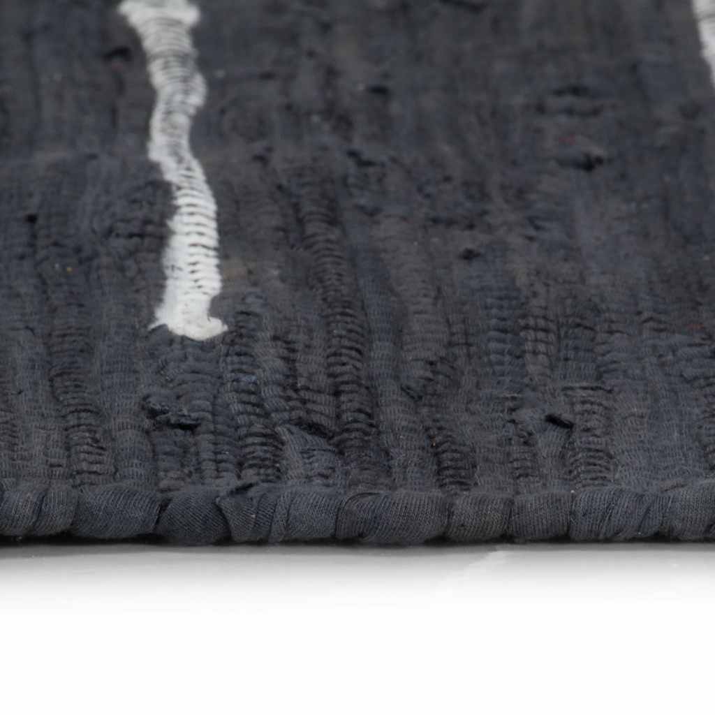 Tappeto Chindi Tessuto a Mano in Cotone 160x230 cm Antracite
